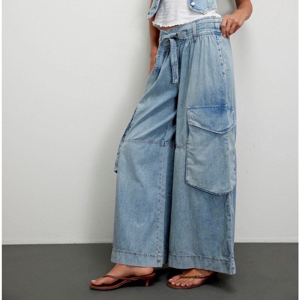 Free People We the Free Out of Office wide-leg jeans S light wash baggy